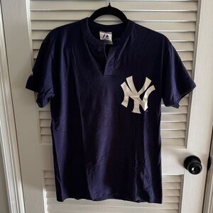 Majestic Yankees Navy Henley Tee
